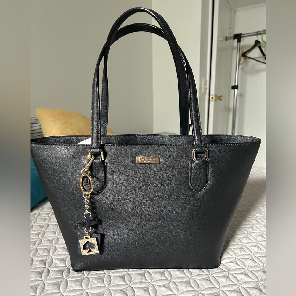 Kate Spade Black Tote Bag with Gold Accents